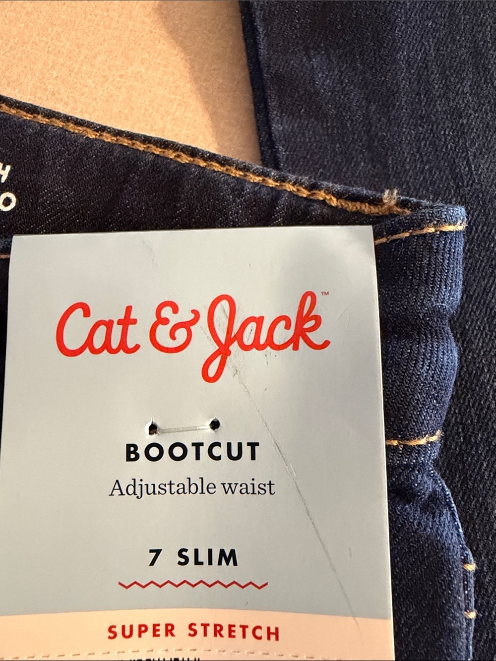 NWT Cat & Jack Dark Blue Flare Jeans - Girls slim bootcut size 7 - Picture 3 of 5